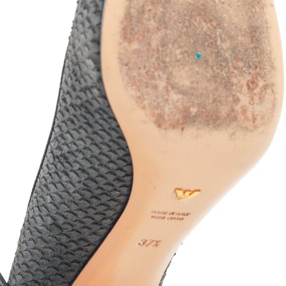 Emporio Armani Snake Stamped Grey Leather Pumps - Picture 5 of 9